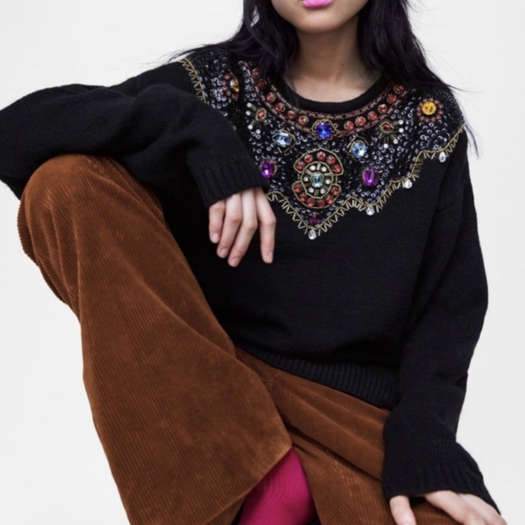 Zara Sweaters - ZARA Limited Edition Bejeweled Sweater